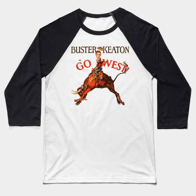 Buster Keaton in Go West! Baseball T-Shirt by MovieFunTime